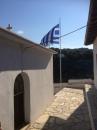 The Greek flag flying proud